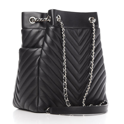 Chanel Lambskin Chevron Small Urban Spirit Drawstring Bag Black 3 of 10