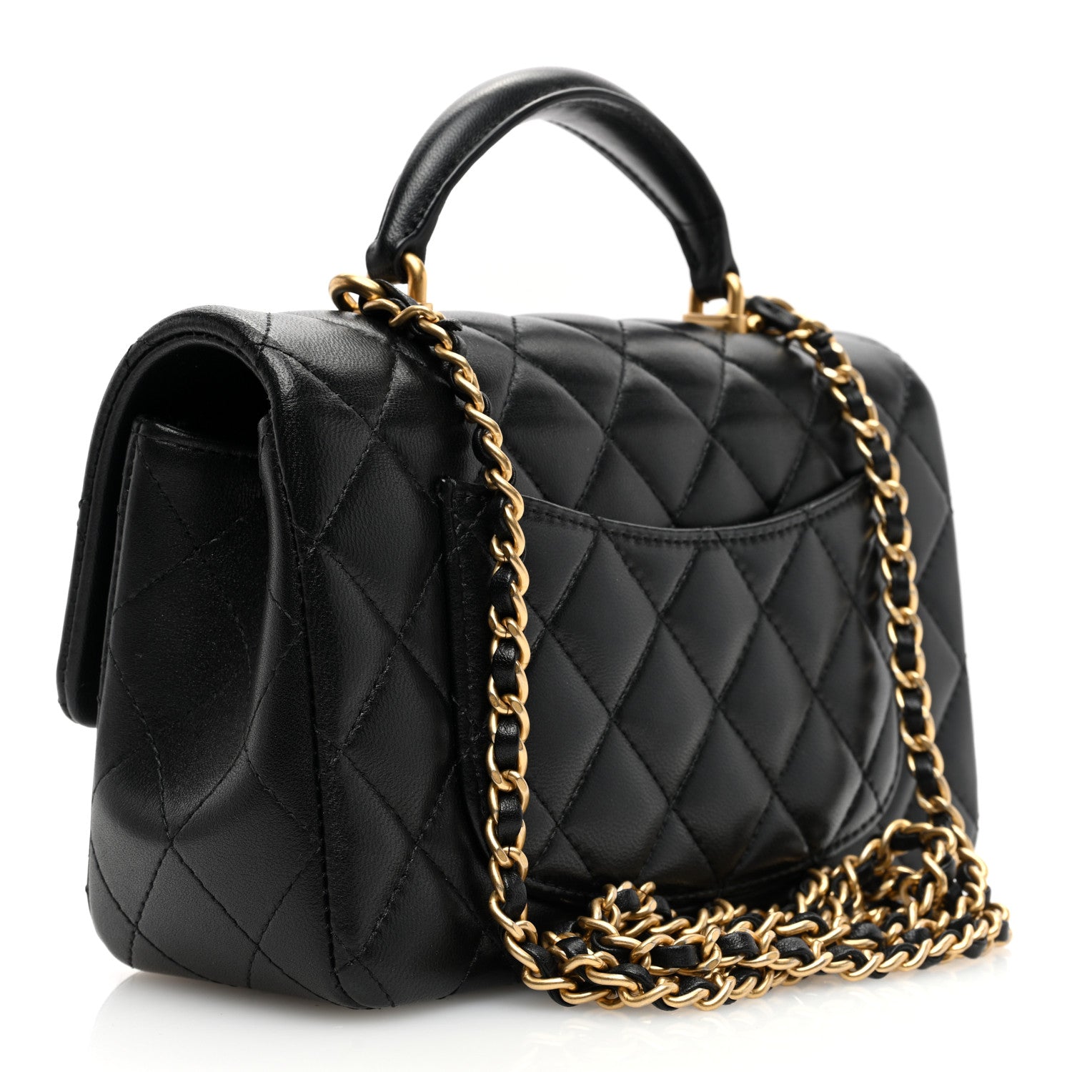 Chanel Lambskin Quilted Mini Top Handle Rectangular Flap Black 3 of 10