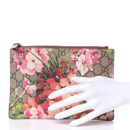 Gucci GG Supreme Monogram Blooms Small Zip Pouch Beige Multicolor Dry Rose 2 of 11