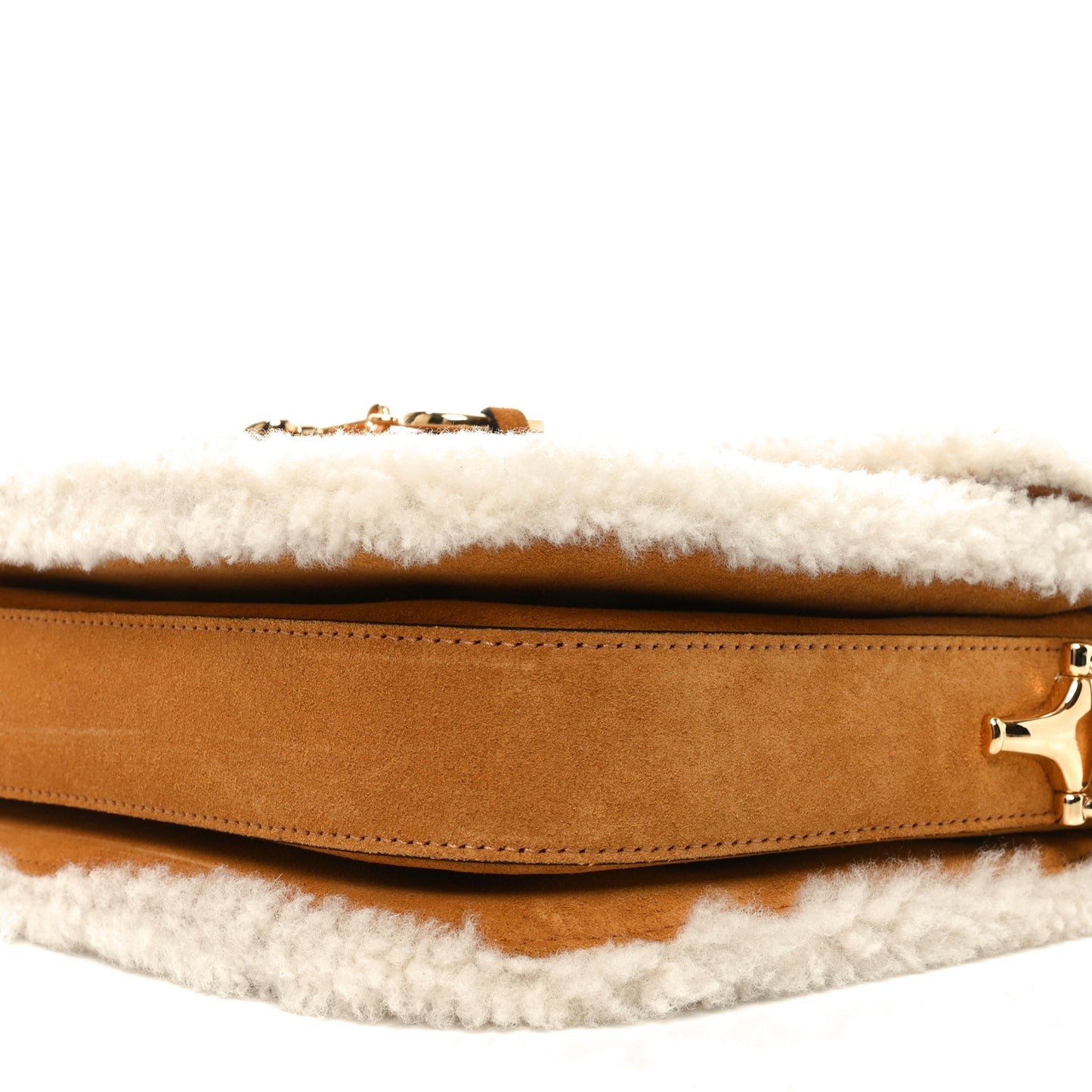 Suede Shearling Horsebit 1955 Shoulder Bag Brown