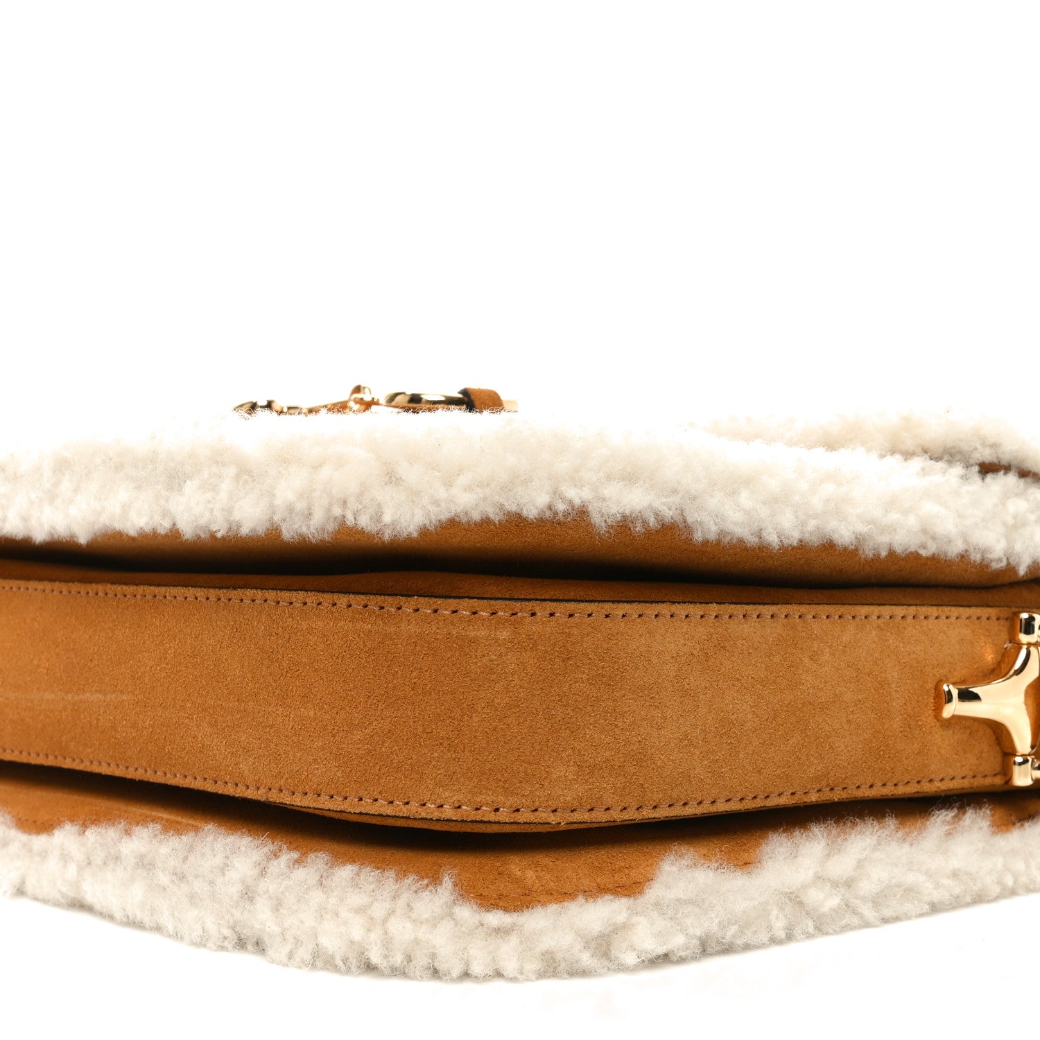 Gucci Suede Shearling Horsebit 1955 Shoulder Bag Brown 10 of 10