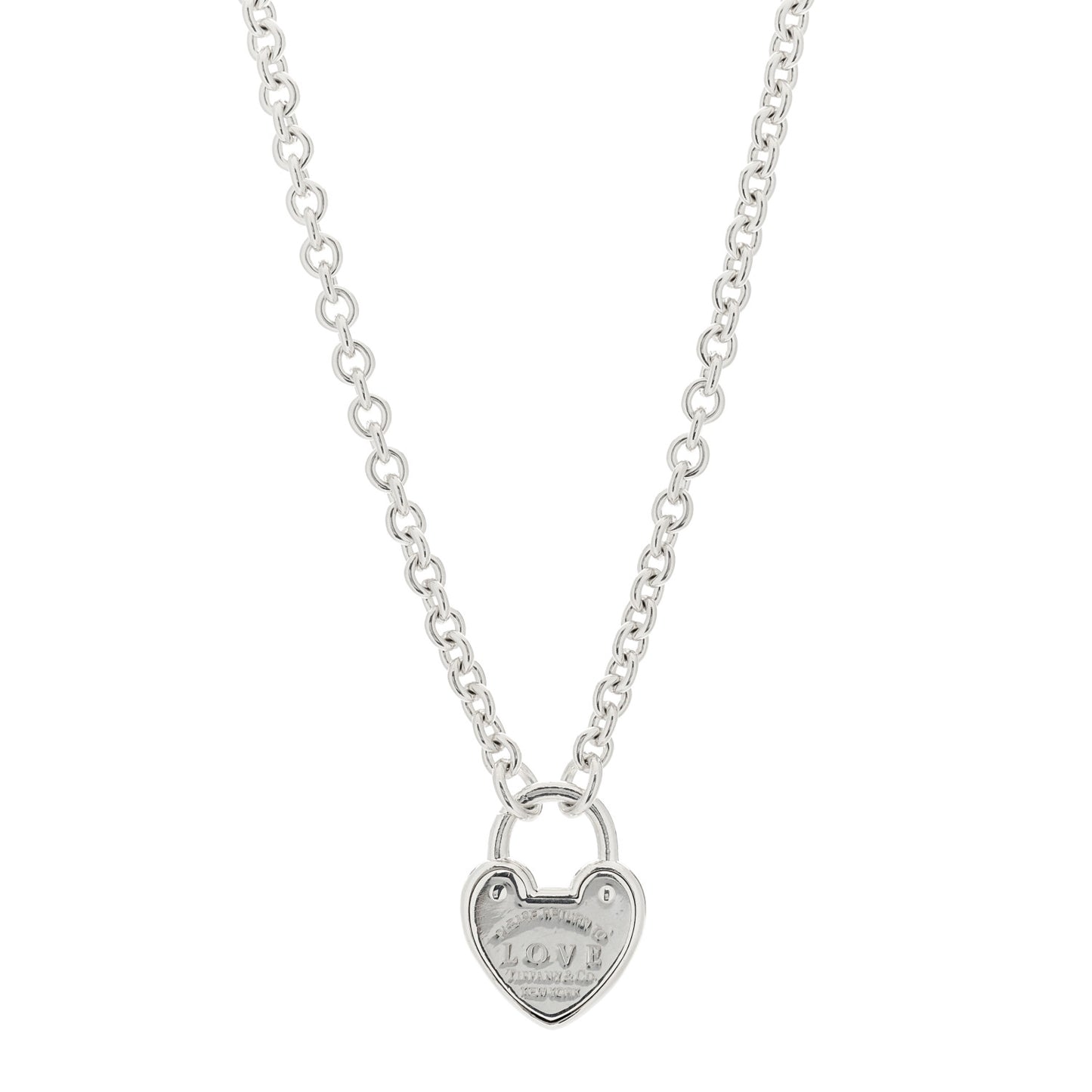 Sterling Silver Return To Tiffany Love Heart Lock Pendant Necklace