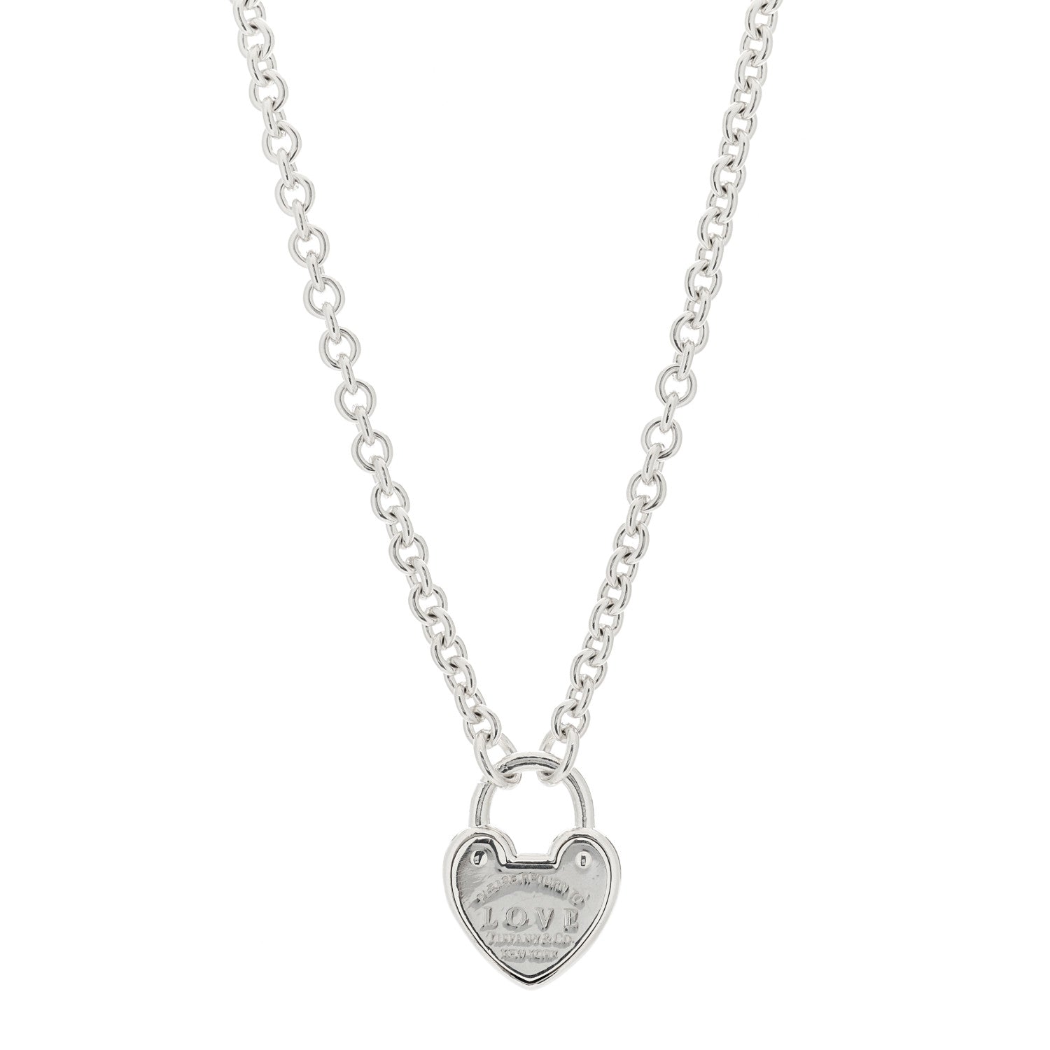 Tiffany Sterling Silver Return To Tiffany Love Heart Lock Pendant Necklace 1 of 4