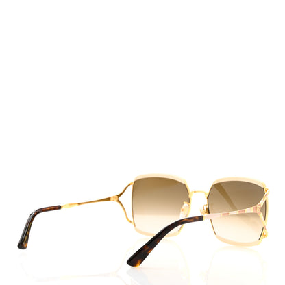 Gucci Metal Square Frame GG0593SK Sunglasses Ivory Gold Brown 4 of 8