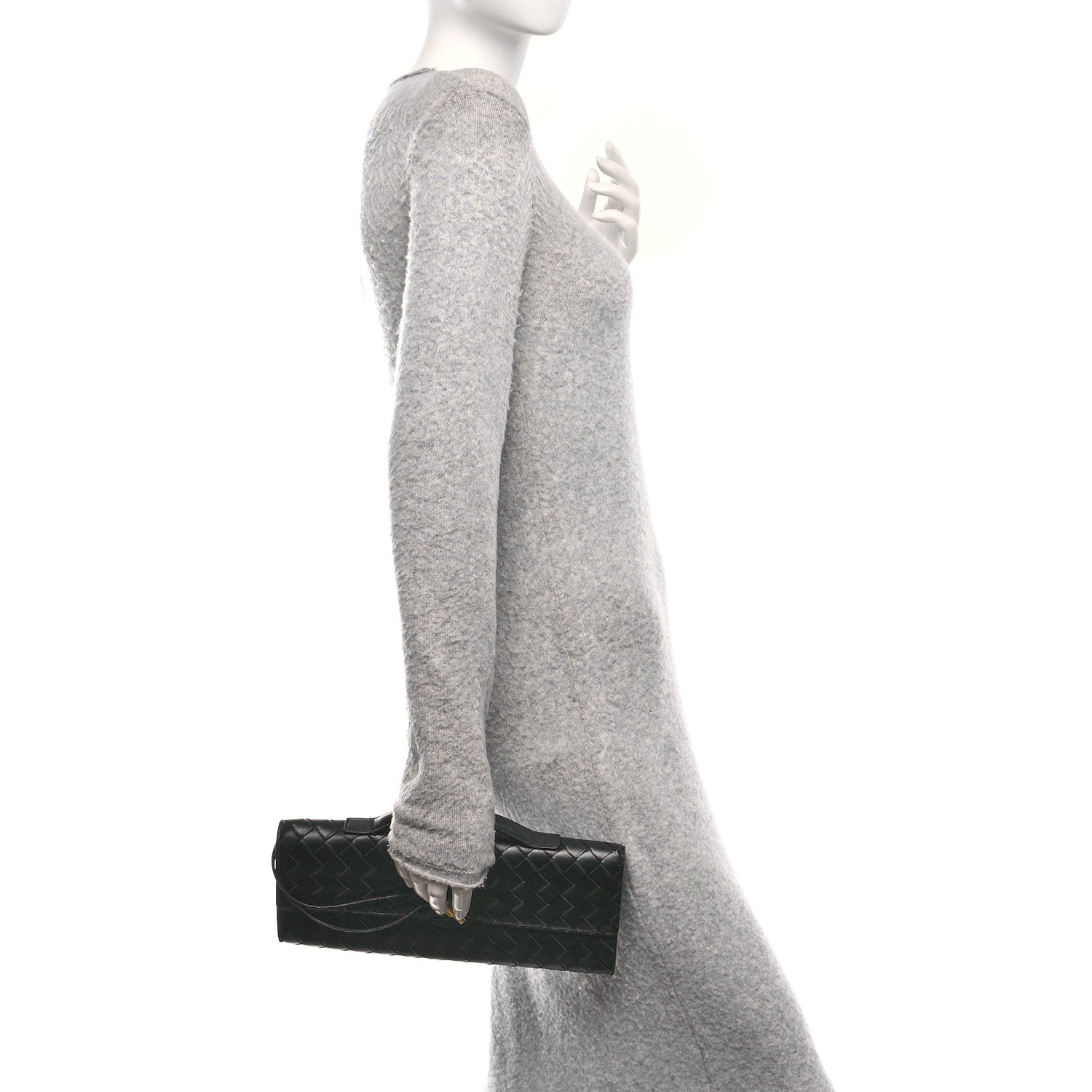 Bottega Veneta Nappa Intrecciato Long Andiamo Top Handle Clutch Black 2 of 9