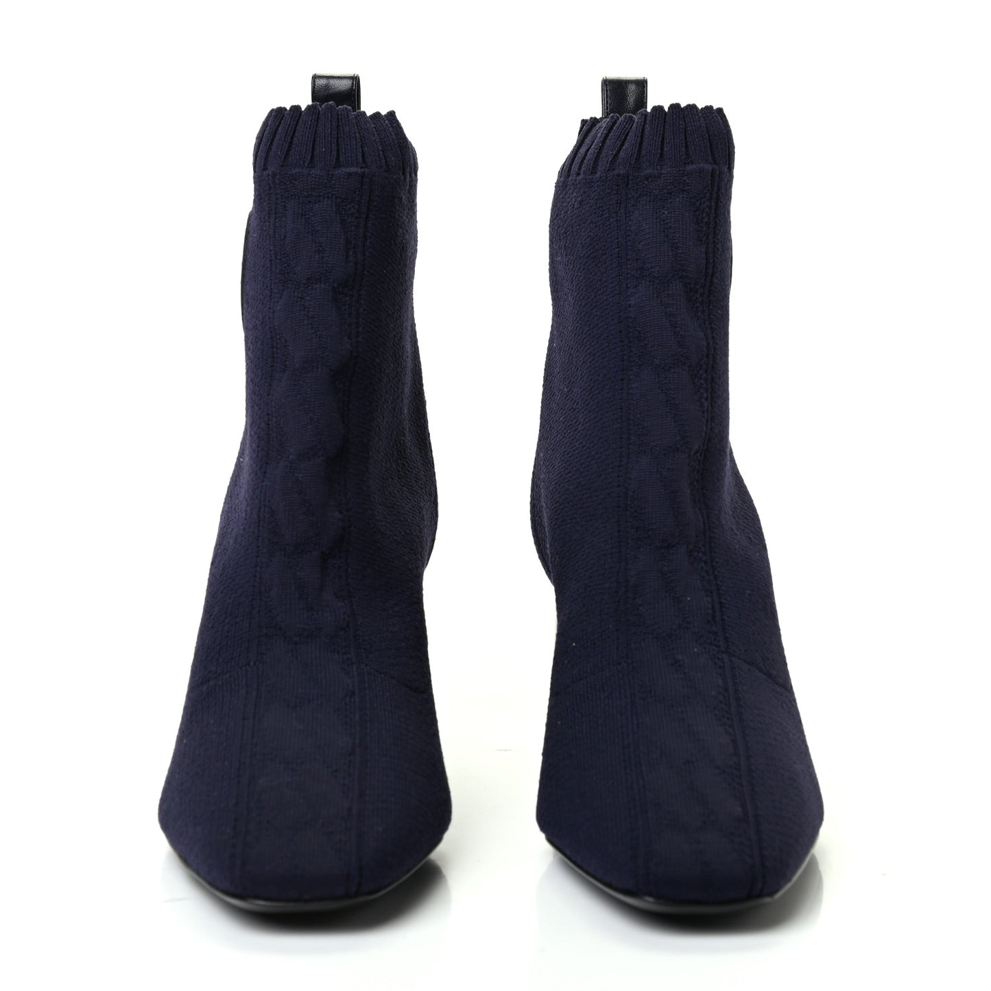Knit Calfskin Volver Ankle Boots 37.5 Bleu Diplomatique