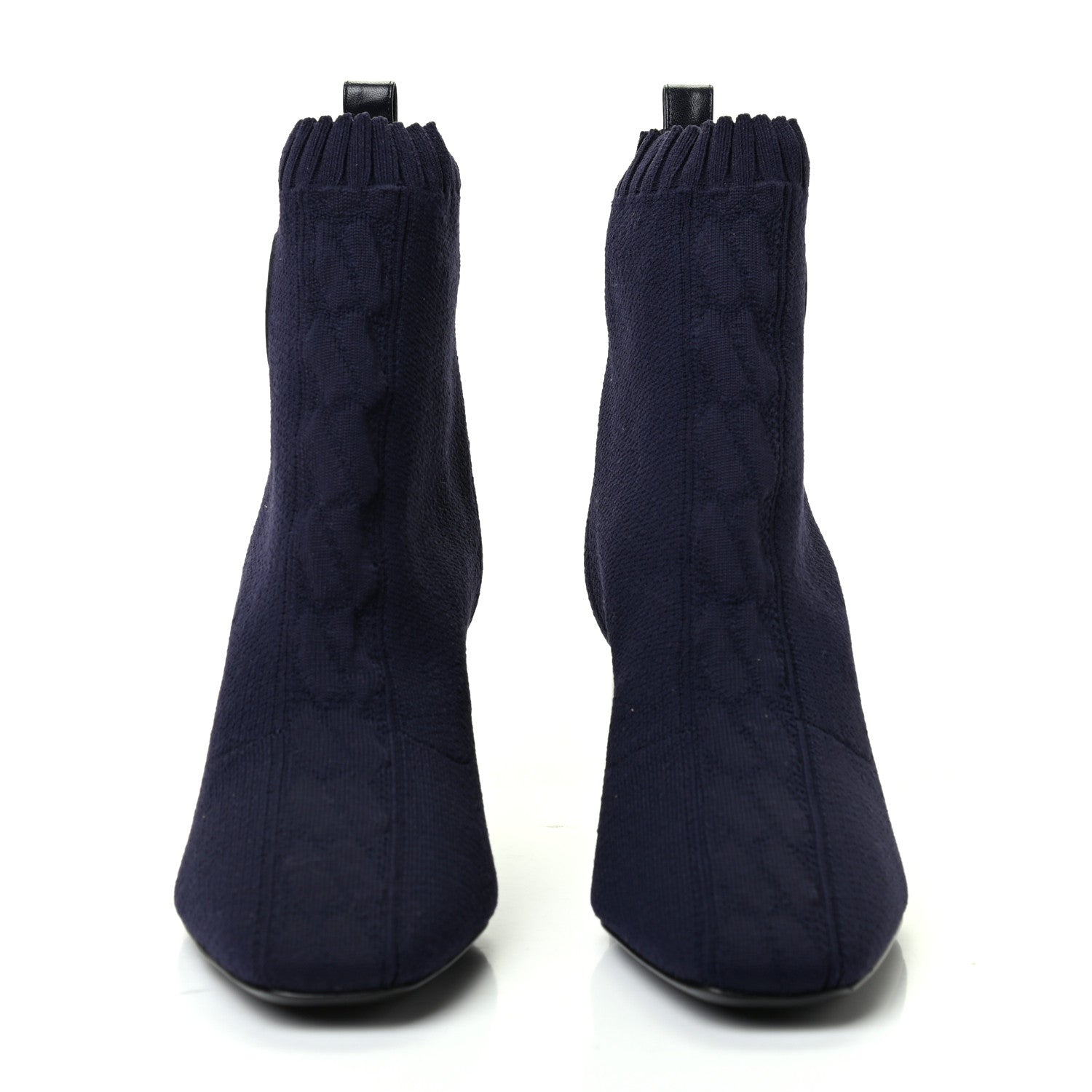 Hermes Knit Calfskin Volver Ankle Boots 37.5 Bleu Diplomatique 2 of 9