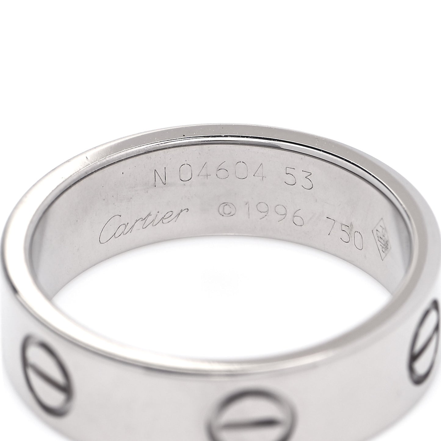 18K White Gold 5.5mm LOVE Ring 53 6.5