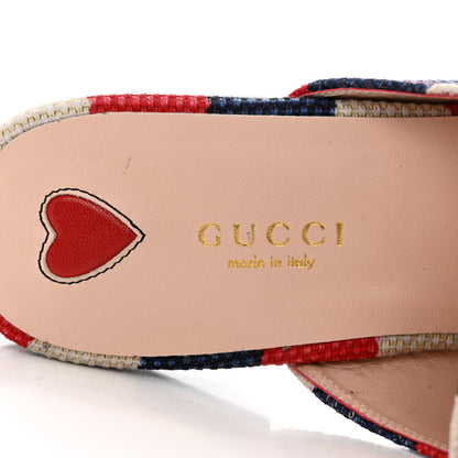 Gucci Canvas Sylvie Stripe Womens Princetown Slippers 38.5 Mystic White Hibiscus Red Maritime 7 of 11