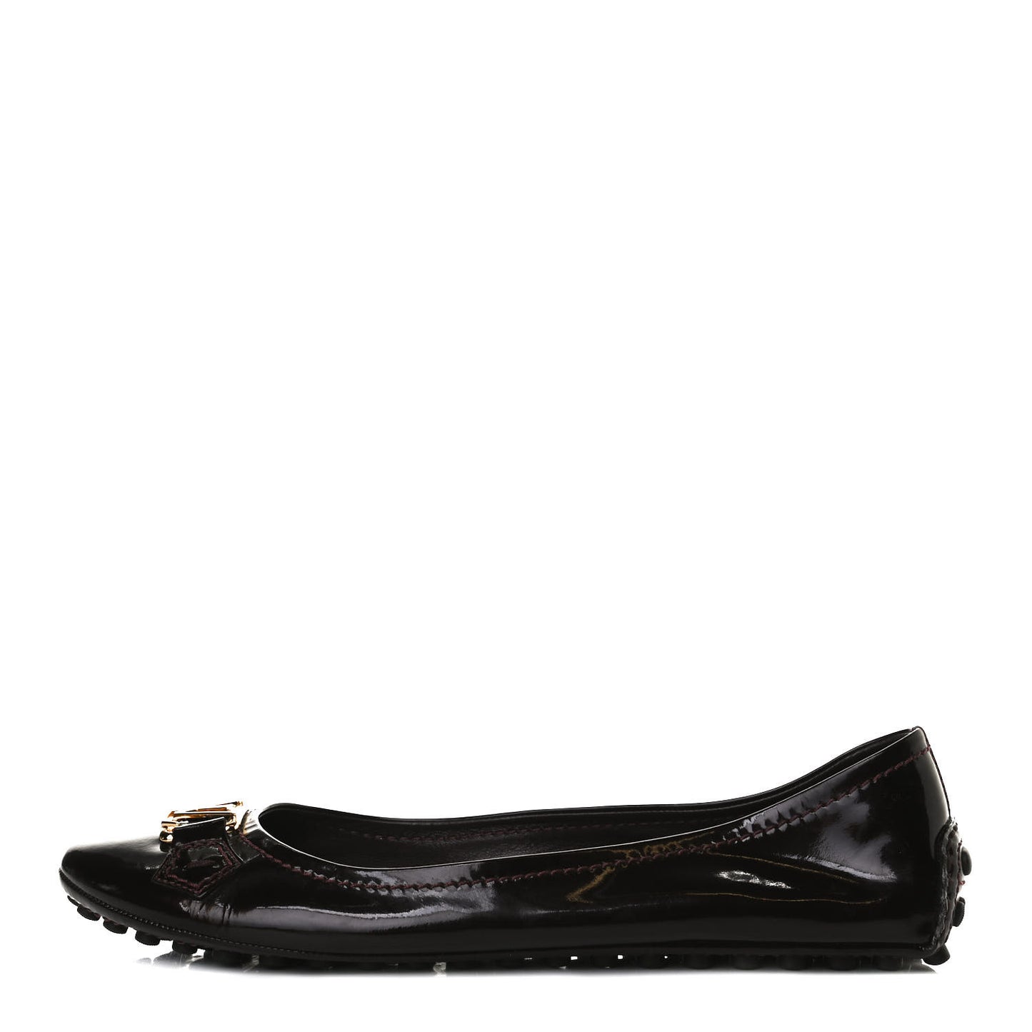 Patent Calfskin Oxford Ballerina Flats 40 Amarante