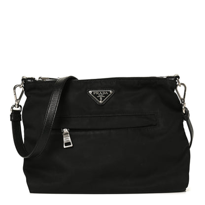 Prada Tessuto Nylon Saffiano Flat Messenger Bag Black 1 of 11
