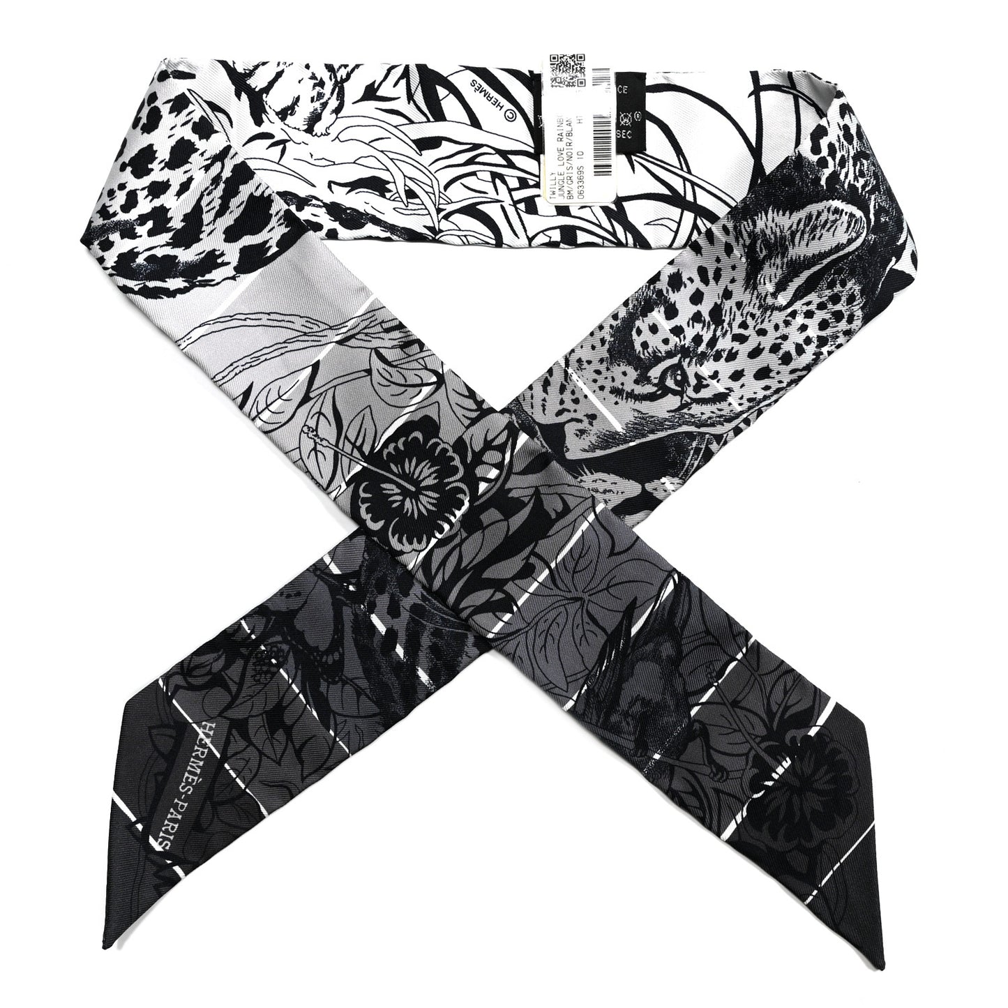 Silk Jungle Love Rainbow Twilly Gris Black White