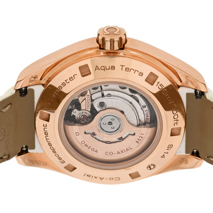 Omega 18K Red Gold Alligator Diamond Bezel 34mm Seamaster Aqua Terra Co-Axial Chronometer Automatic Watch White 231.58.34.20.55.002 4 of 6