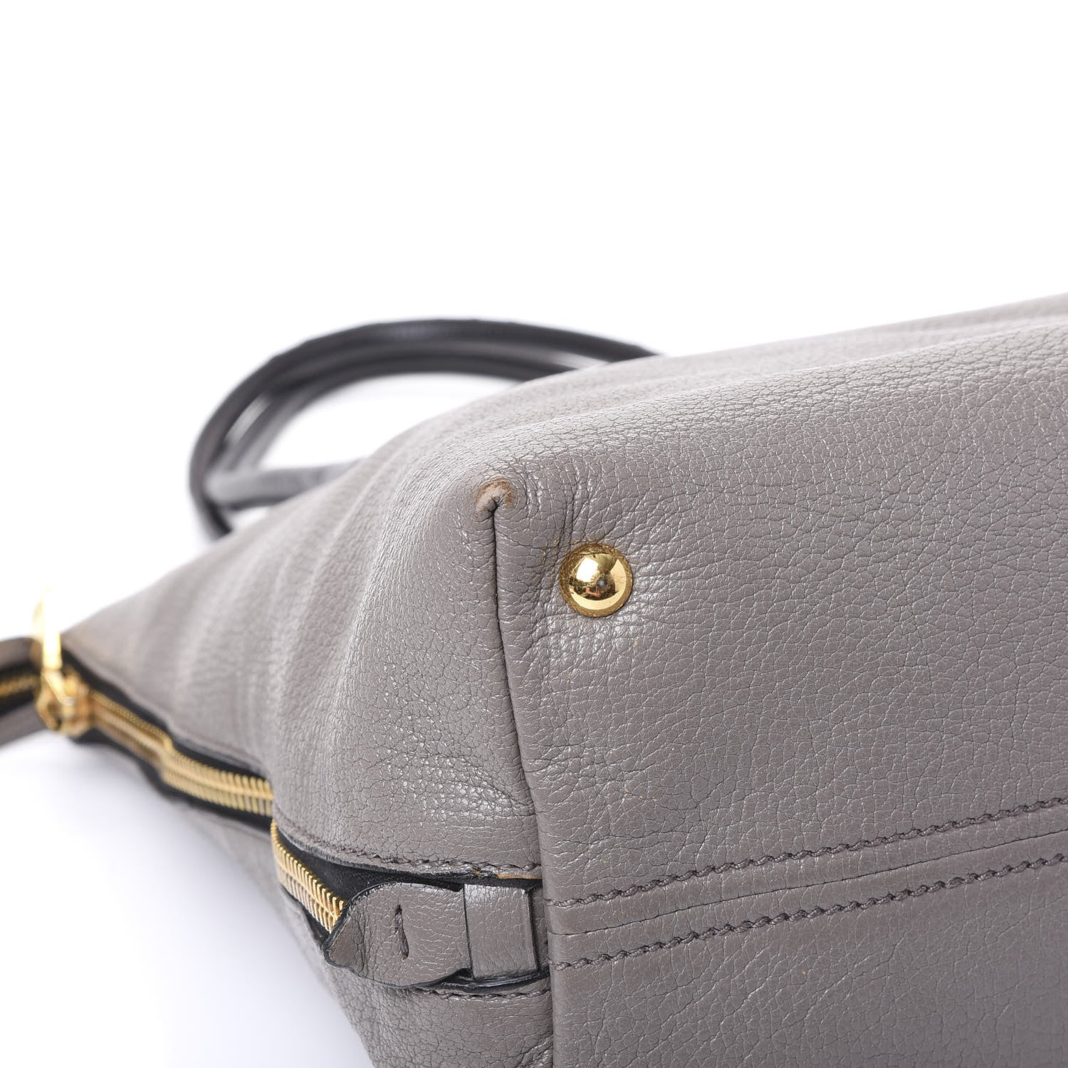 Miu Miu Goatskin Madras Zip Tote Argilla Black 7 of 10