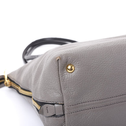 Miu Miu Goatskin Madras Zip Tote Argilla Black 7 of 10