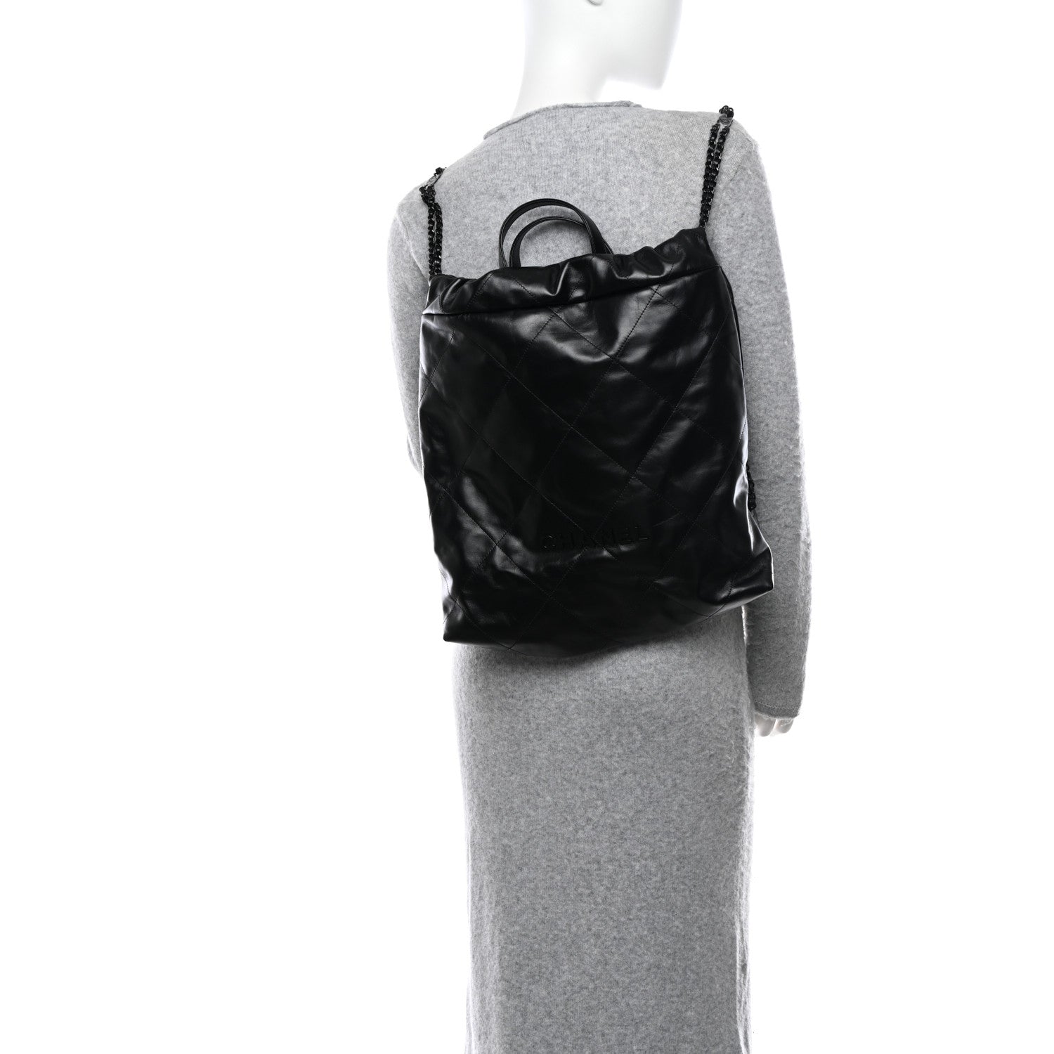 Chanel Shiny Calfskin Quilted Chanel 22 Backpack So Black 2 of 11
