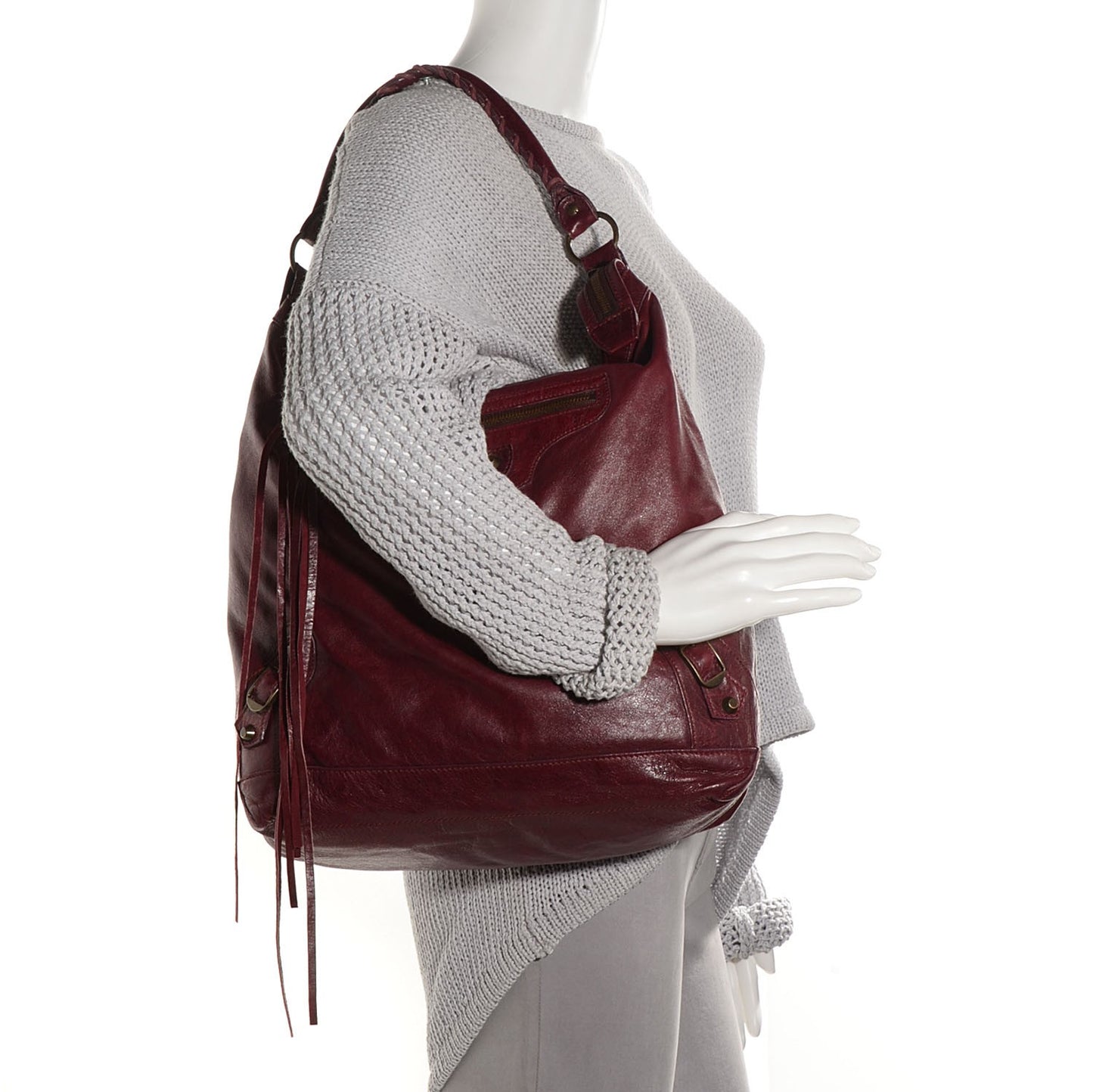 Agneau Classic Hardware Day Hobo Rouge Grenat