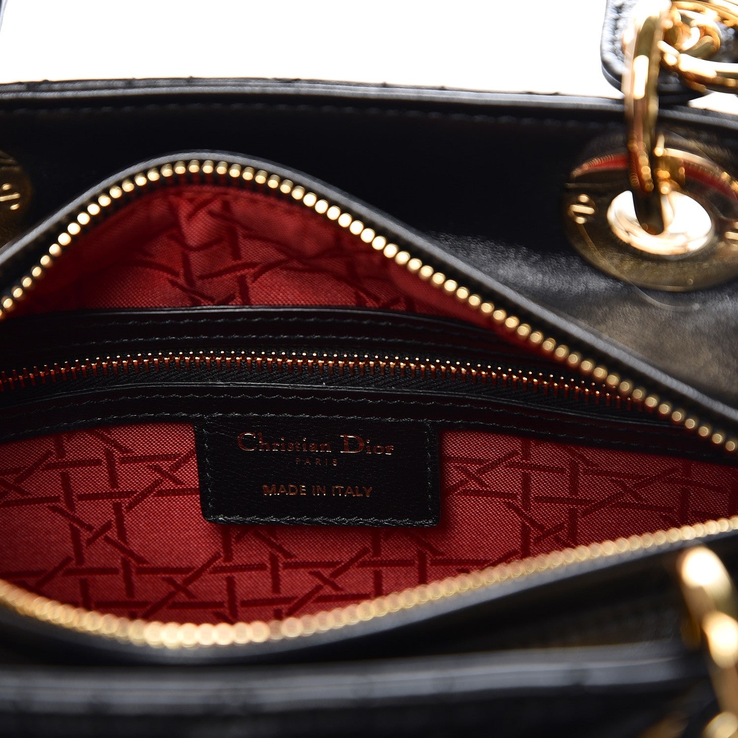 Christian Dior Lambskin Cannage Medium Lady Dior Black 12 of 16