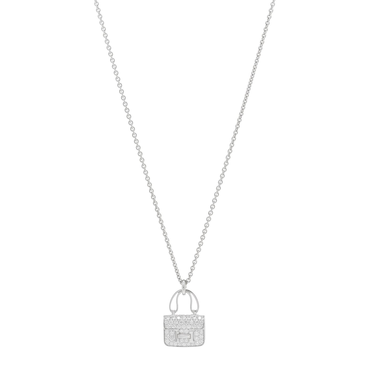 18K White Gold Diamond Constance Amulettes Pendant Necklace