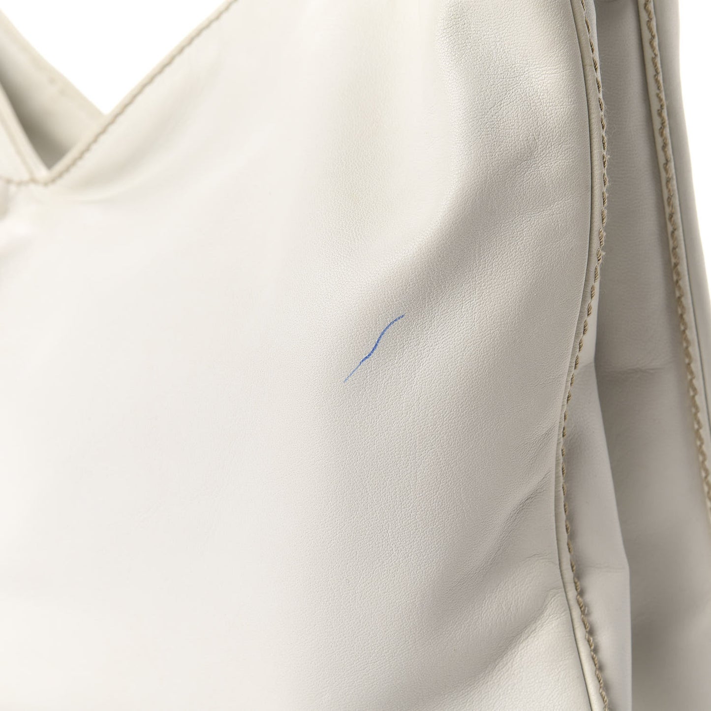 Smooth Lambskin Braided Hobo White