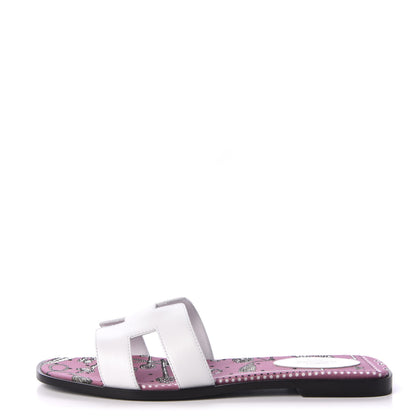 Hermes Box Calfskin Bois De Rose White Oran Sandals 40 White 1 of 10