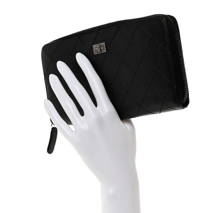 Chanel Aged Calfskin Quilted Reissue Large Gusset Zip Around Wallet Black 2 of 9