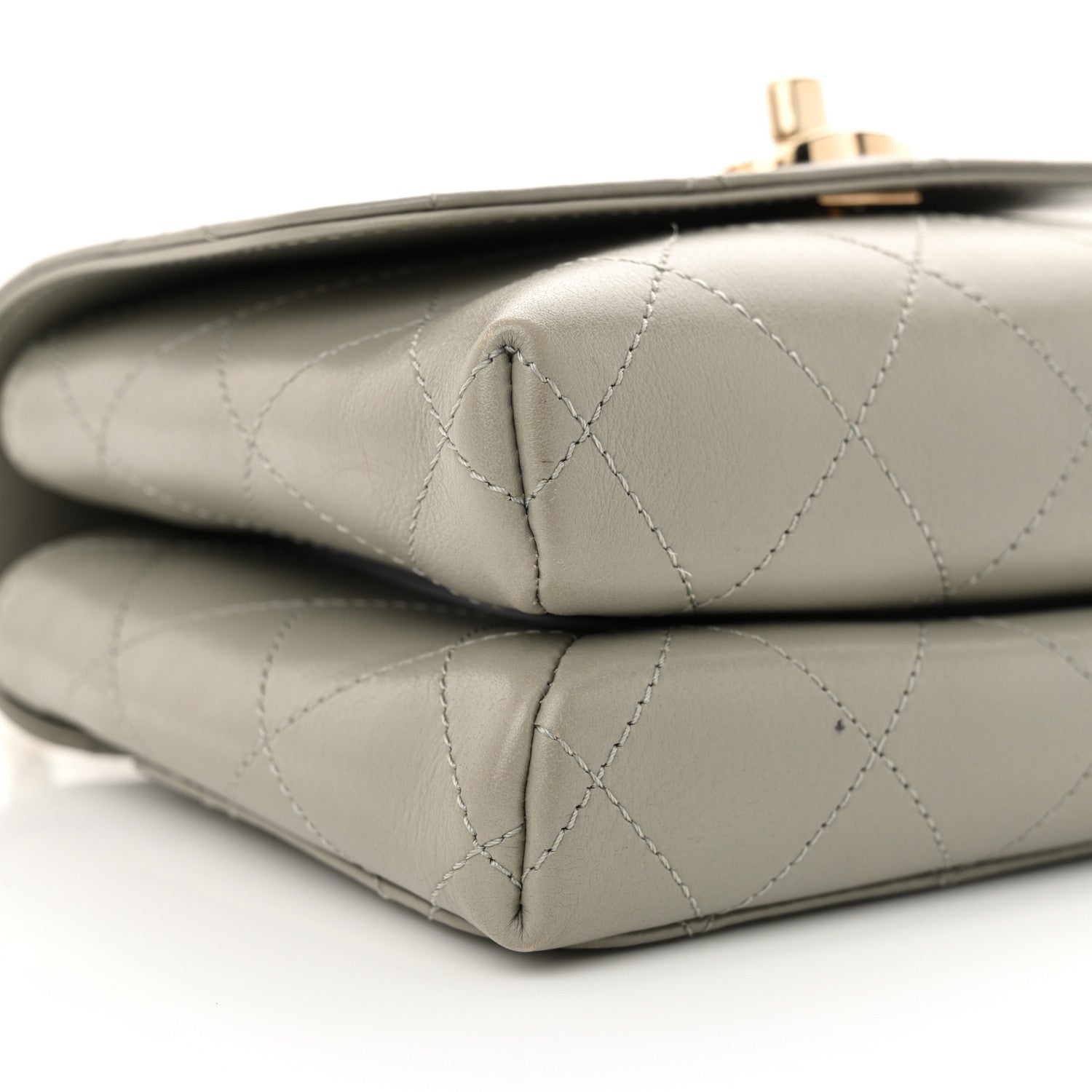 Chanel Calfskin Quilted Small Double Pocket Top Handle Flap Grey 9 of 11