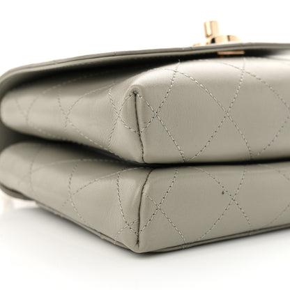 Chanel Calfskin Quilted Small Double Pocket Top Handle Flap Grey 9 of 11