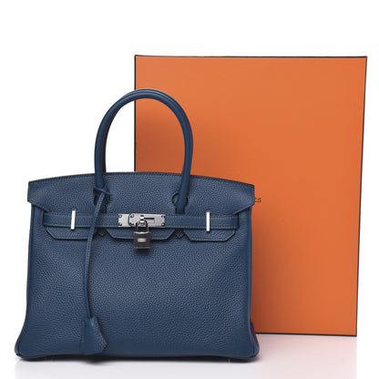 Hermes Taurillon Clemence Birkin 30 Deep Blue 10 of 10