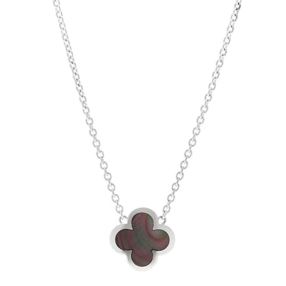 Van Cleef & Arpels 18K White Gold Gray Mother of Pearl Pure Alhambra Pendant Necklace 1 of 5