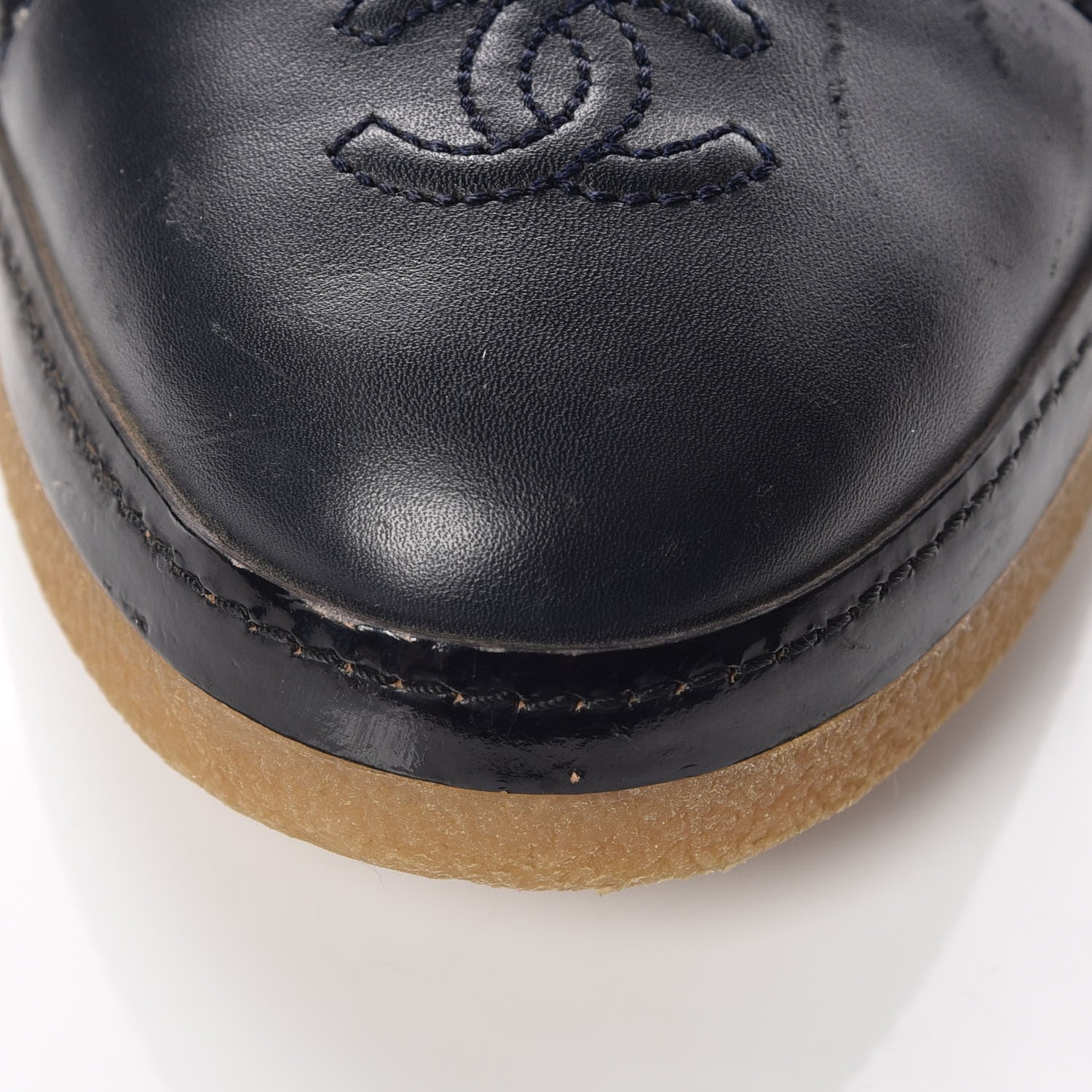 Chanel Tweed Calfskin Patent CC Lace Up Short Boots 41 Black Grey Dark Navy 12 of 17