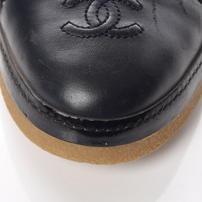 Chanel Tweed Calfskin Patent CC Lace Up Short Boots 41 Black Grey Dark Navy 12 of 17