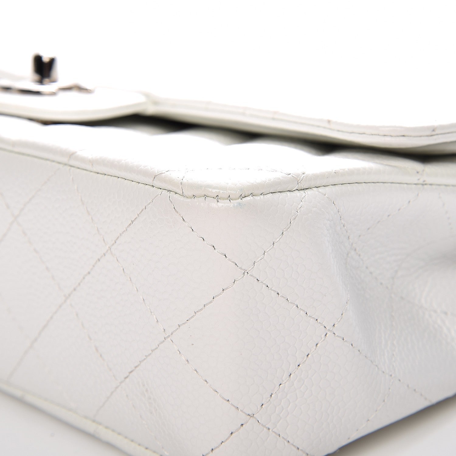 Chanel Caviar Quilted Medium Double Flap White 9 of 12