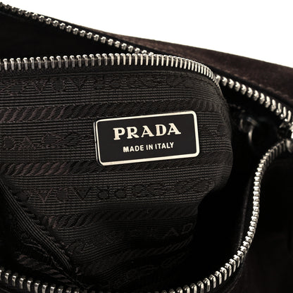 Prada Suede Shoulder Bag Dark Brown 6 of 11