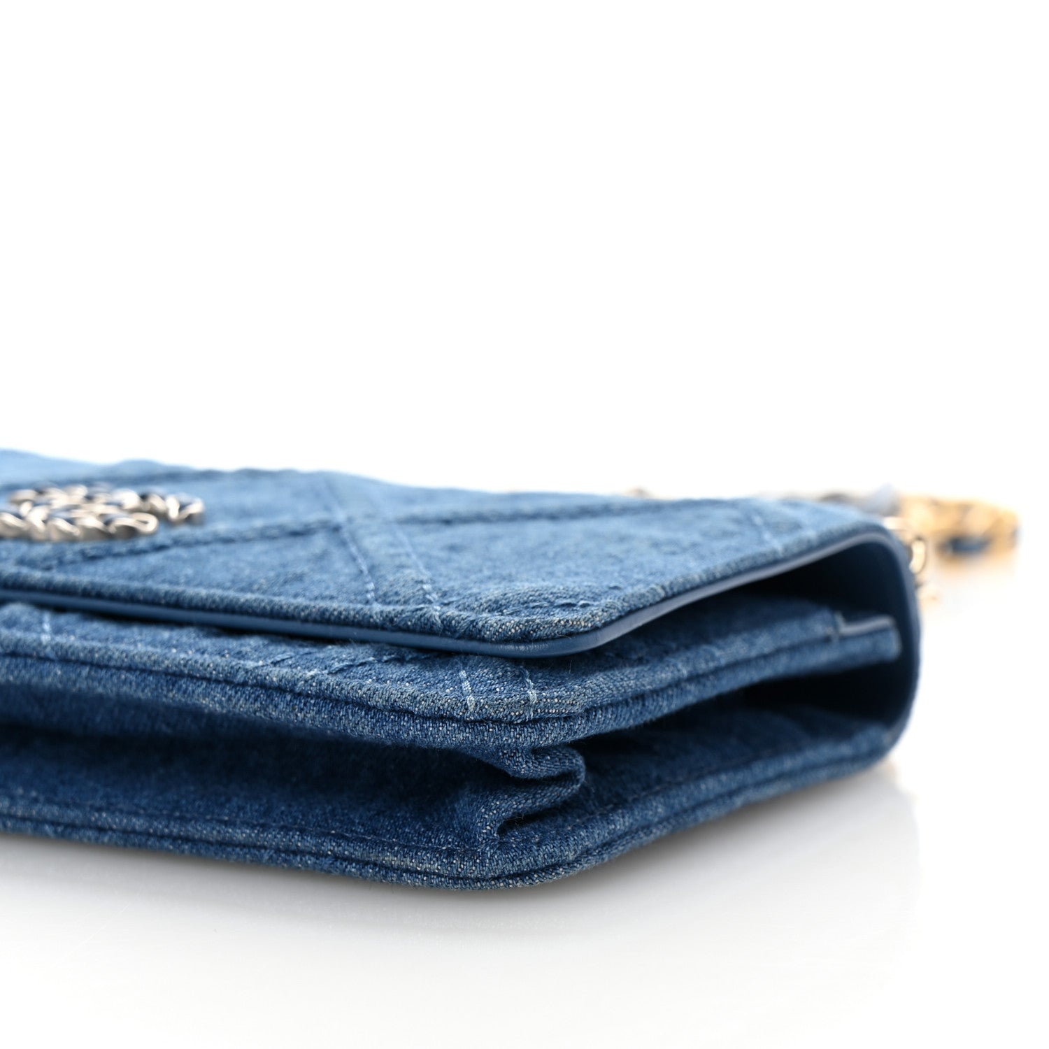 Chanel Denim Quilted Chanel 19 Wallet On Chain WOC Blue 11 of 11