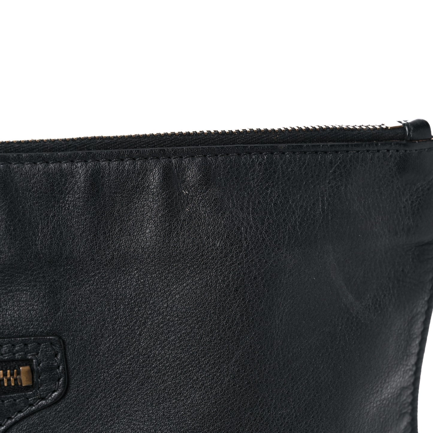 BALENCIAG Veau Papier Classic Silver Hardware Clutch Black