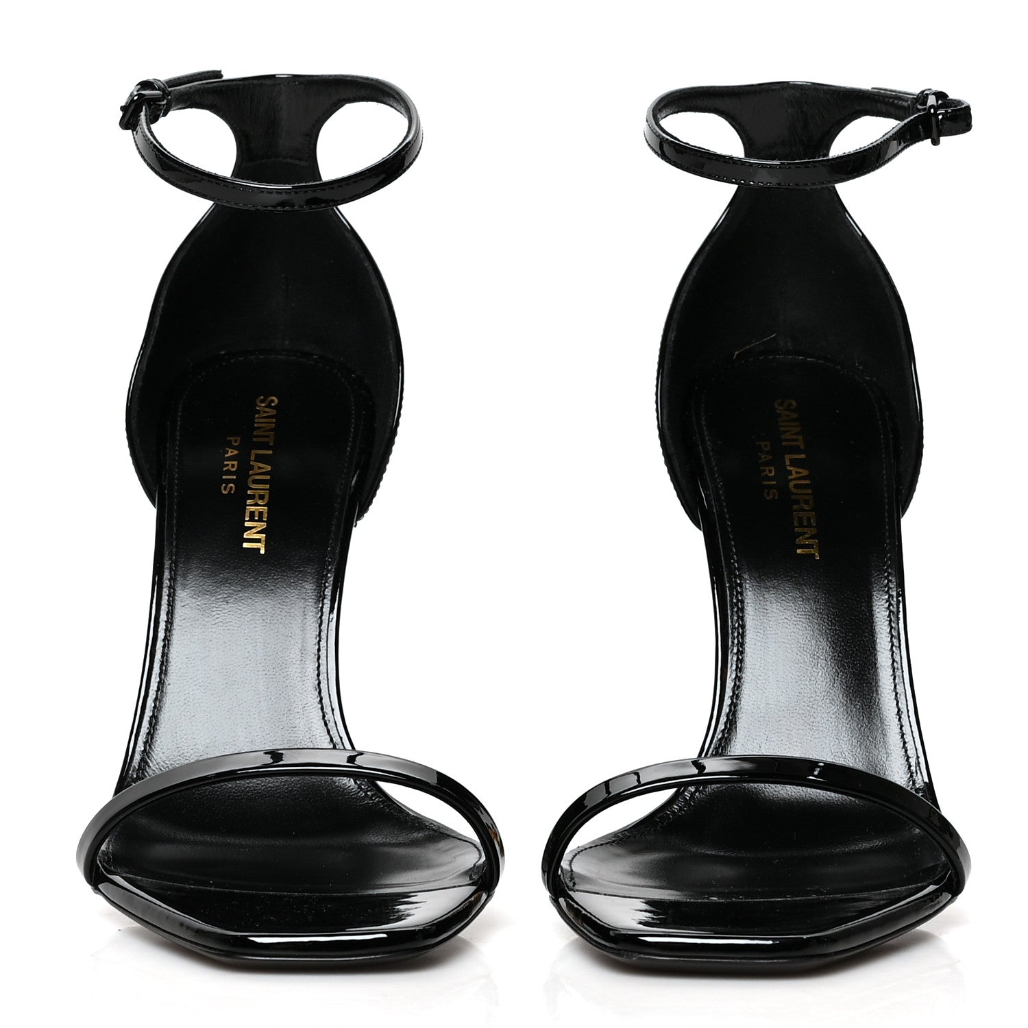 Saint Laurent Patent Calfskin Opyum Sandals 38 Black 2 of 7