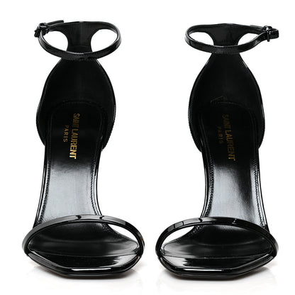 Saint Laurent Patent Calfskin Opyum Sandals 38 Black 2 of 7
