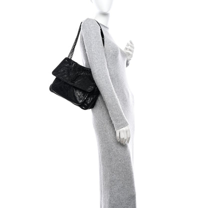 Saint Laurent Crinkled Calfskin Matelasse Monogram Medium Niki Chain Satchel Black 2 of 10