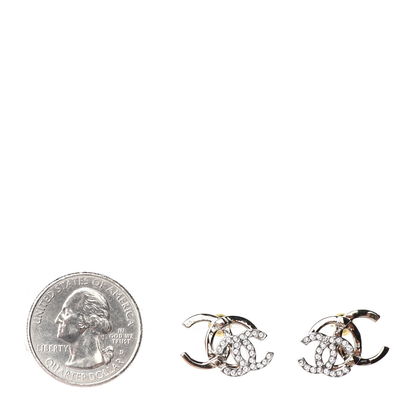 Crystal Double CC Earrings Gold Silver