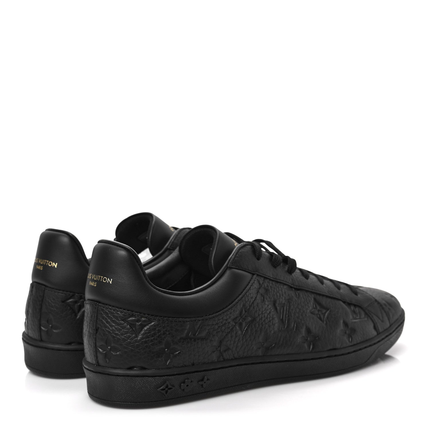 Louis Vuitton Grained Calfskin Embossed Monogram Mens Luxembourg Sneakers 10 Black 4 of 8