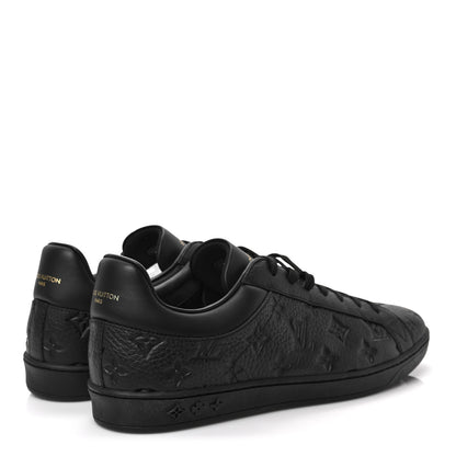 Louis Vuitton Grained Calfskin Embossed Monogram Mens Luxembourg Sneakers 10 Black 4 of 8
