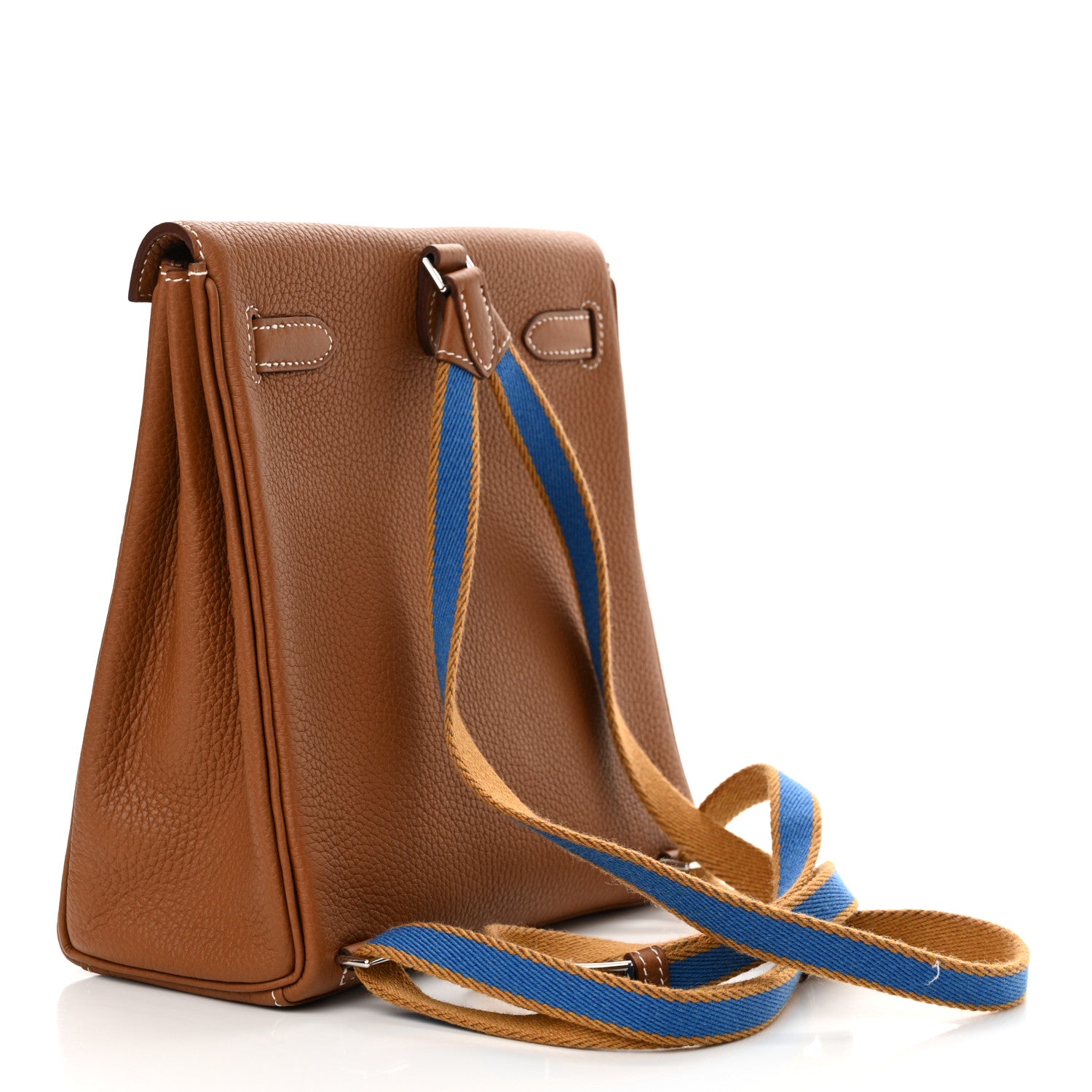 Hermes Taurillon Clemence Kelly Amazone Ado Backpack 22 Gold Bleu
