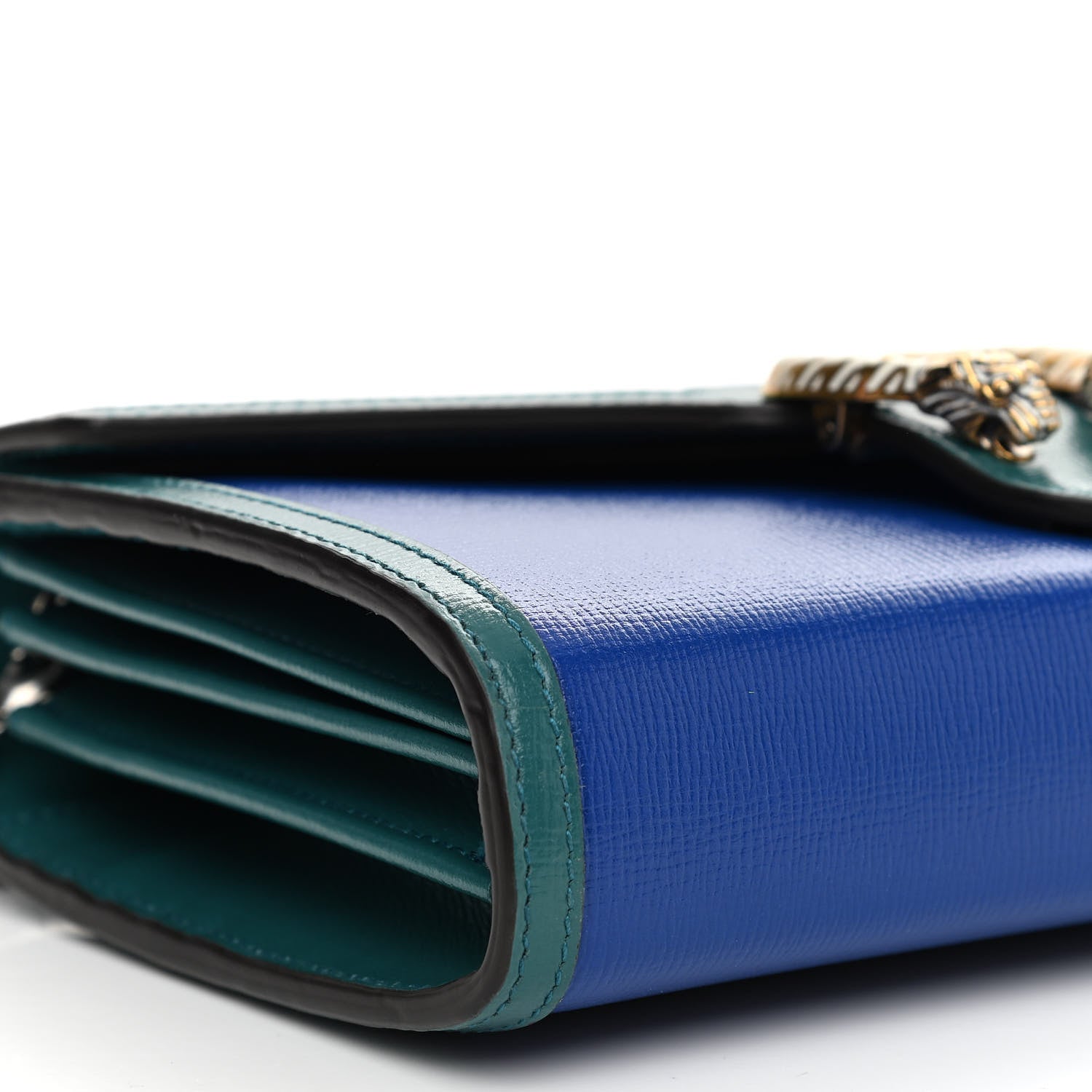 Gucci Azalea Calfskin Enamel Mini Dionysus Chain Wallet Imperial Blue Pavone Off White 9 of 10
