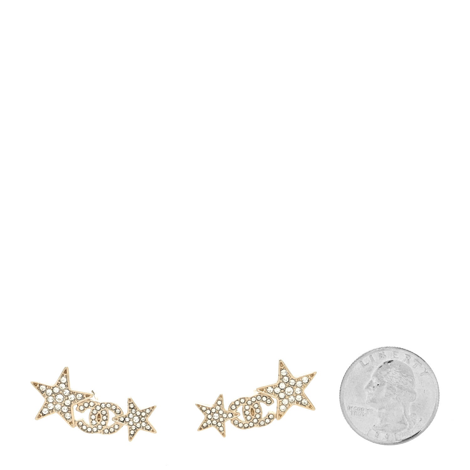 Chanel Crystal Star CC Earrings Gold 2 of 5
