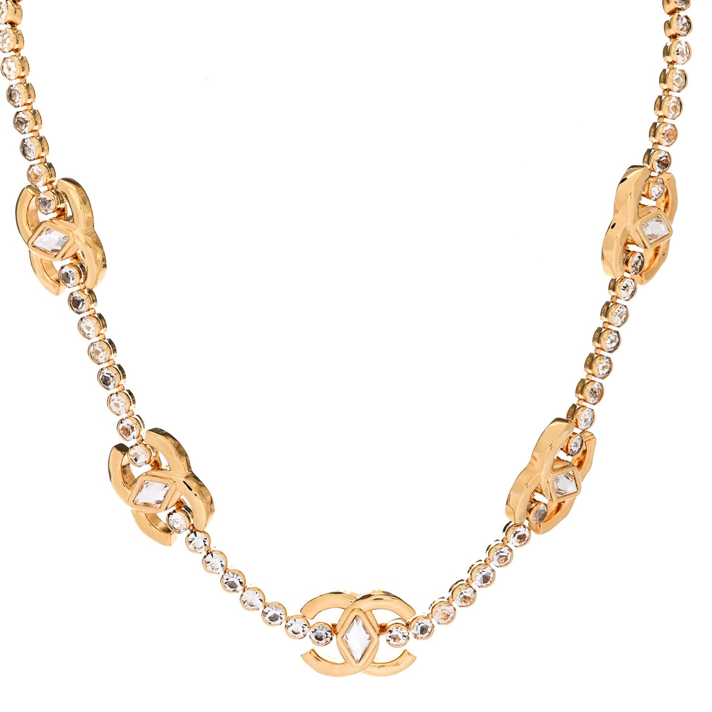 Metal Crystal CC Marquise Choker Gold