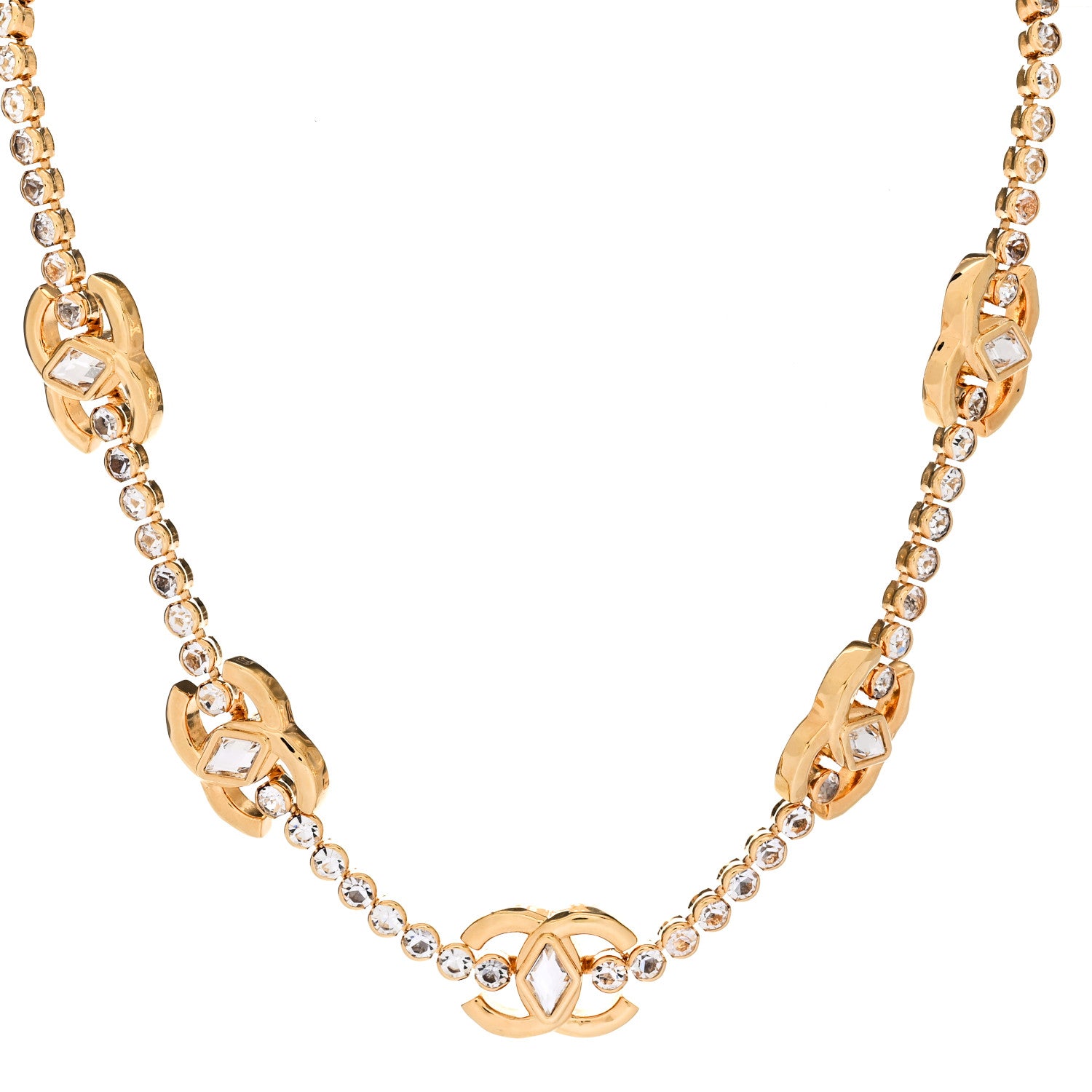 Chanel Metal Crystal CC Marquise Choker Gold 1 of 6