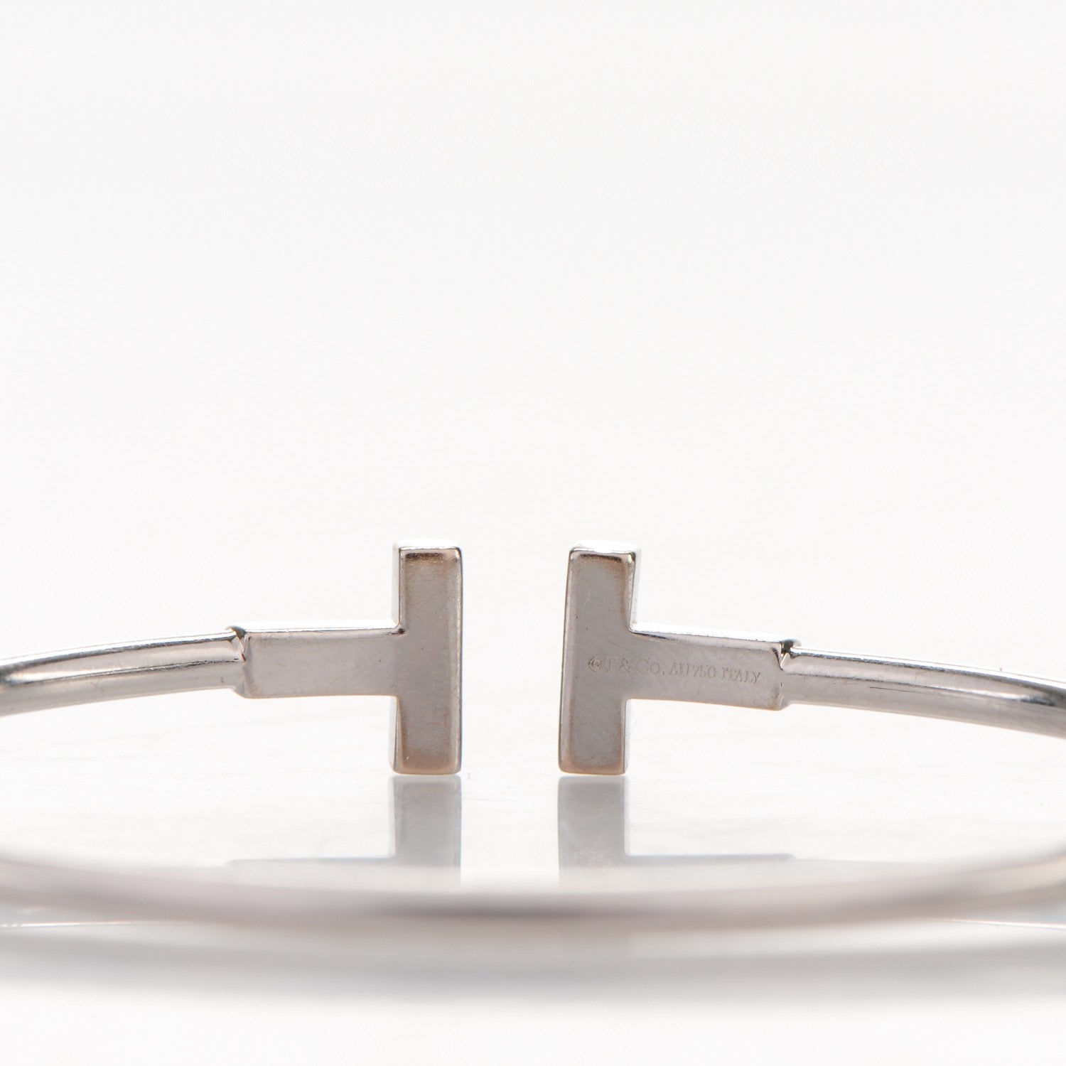 Tiffany 18K White Gold Diamond T Wire Bracelet 4 of 5