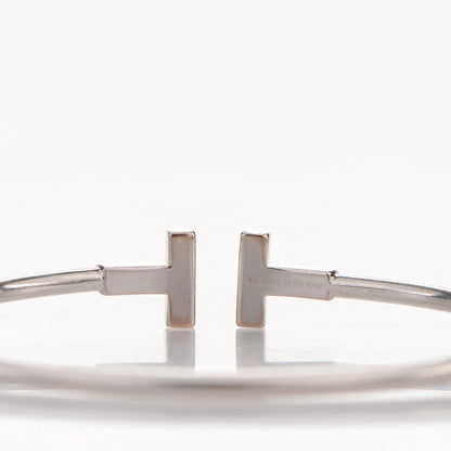 Tiffany 18K White Gold Diamond T Wire Bracelet 4 of 5