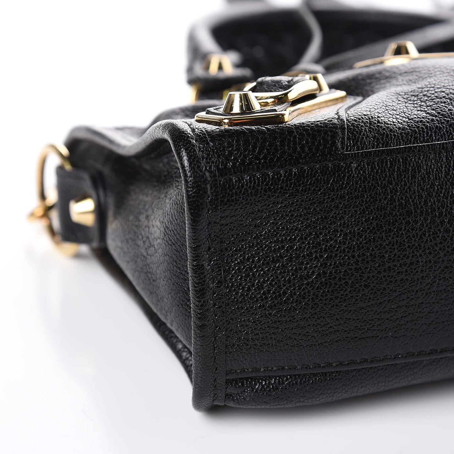 Chevre Gold Metallic Edge Hardware Mini City Black